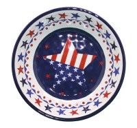 14" Round Stars and Stripes Melamine Low Bowl