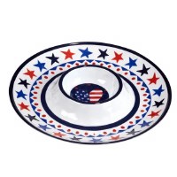 14.5" Round Stars and Stripes Melamine Chip & Dip