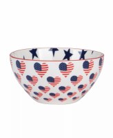 5" Round Flag Hearts Melamine Bowl