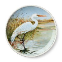 11" Round White Egret Plate