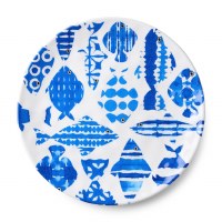11" Round Blue Fish Tale Plate