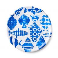 9" Round Blue Fish Tale Plate
