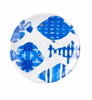 6" Round Blue Fish Tale Plate
