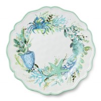 11" Round Blue and Green Shell Plate