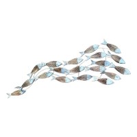 58" Whitewash Brown School of Fish Plaque