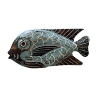 12" Light Blue and Brown Wood Fish
