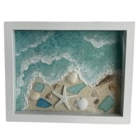 7.5" x 9.5" Seaglass and Shell Beach Framed