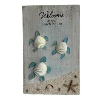 11" x 7" "Welcome To Our Beach House" Turtle Plaque