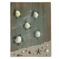 15.5" x 11.5" Seaglass Shell Turtle Plaque
