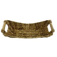 7.5" x17" Woven Basket With Wood Handles