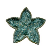 5" Green and Beige Starfish Shape Ceramic Dish