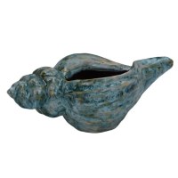 8.5" Green Whelk Shell Ceramic Pot