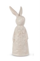 10" Antiqued White Ceramic Bunny