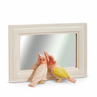 5.5" Mirror with Two Pink Cockatoos