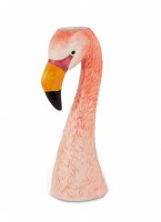 14" Dark Pink Flamingo Head Ceramic Vase