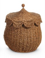 13" Brown Woven Basket with Lid