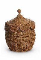10" Brown Woven Basket with Lid