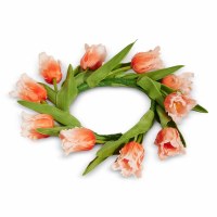 5" Opening Faux Orange Tulip Candle Ring