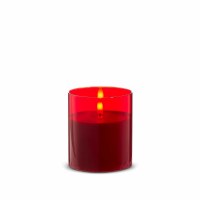 3.5" x 4" LED Red Glass Pillar Candle