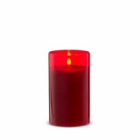 3.5" x 6" LED Red Glass Pillar Candle
