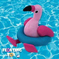 7" Multicolor Flamingo in a Float Ring Doy Toy