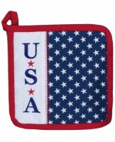 8" Sq Red White Blue "USA" Pot Holder