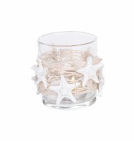 3" White Starfish Net Glass Votive Holder