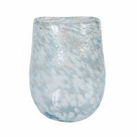 8" Aqua and White Gold Fleck Glass Vase