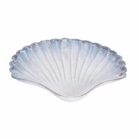 9" Whitewash Blue Scallop Shape Dish