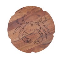 16" Round Brown Crab Wood Lazy Susan