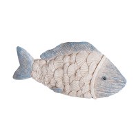 7" Whitewash Blue Shell Fish Polyresin Figurine