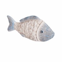9" Whitewash Blue Shell Fish Polyresin Figurine