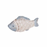 5" Whitewash Blue Shell Fish Polyresin Figurine