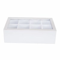 8" x 13" White Eight Compartment Glass Top Box