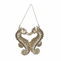 4" Gold Seahorse Heart Polyresin Ornament