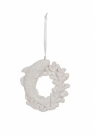 4" White Fish Wreath Polyresin Ornament