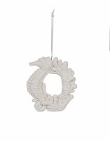 4" White Seahorse Wreath Polyresin Ornament