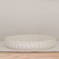 12" Round White Capiz Tray With a 3D Edge