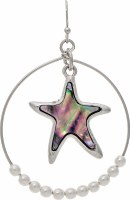 Silver Abalone Starfish Ring Earrings