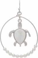 Silver Mother of Pearl Turtle Ring Earrings