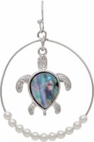 Silver Abalone Turtle Ring Earrings