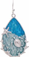 Silver and Blue Turtle Drop Earrings