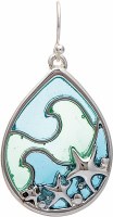Silver and Blue Starfish With Wave Stained Glass Earrings