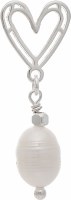 Silver Heart With Freshwater Pearl drop Earrings