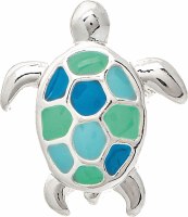 Silver Blue and Green Turtle Post Earrings