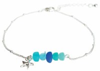 Silver and Blue Bead Starfish Anklet