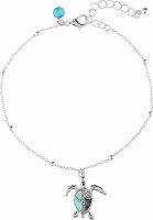 Silver and Blue Turtle Anklet