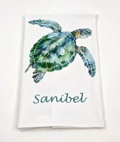 24" x 18" Sanibel Blue and Green Sea Turtle Kitchen Towel
