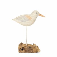 14" Soft Natural Sandpiper on a Driftwood Base Statue