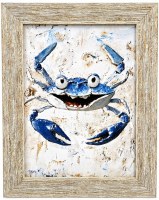 18" x 14" Happy Crabby Gel Textured Coastal Framed Print